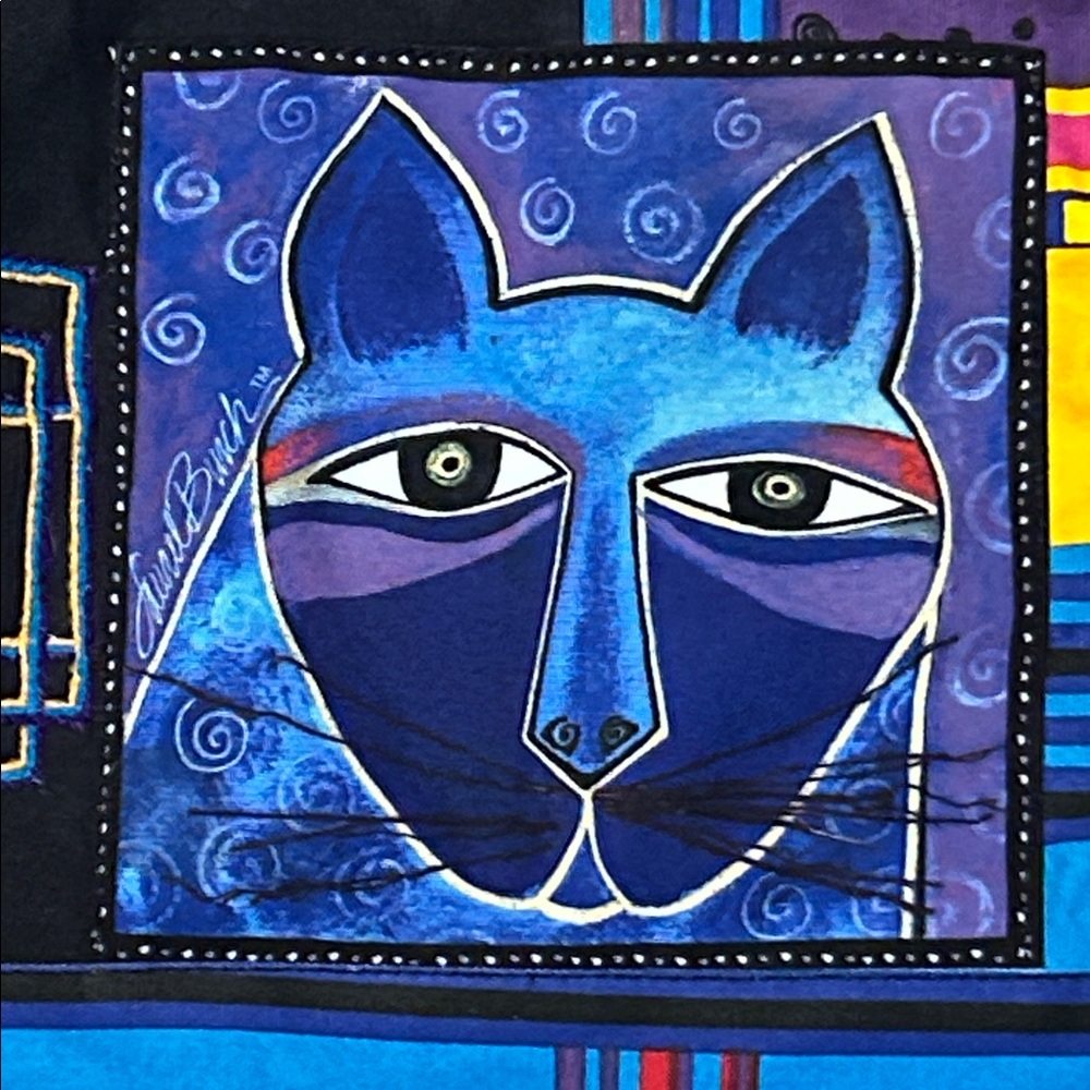 Laurel Burch NWT Blue Whiskered Cats Crossbody Bag - Picture 3 of 7